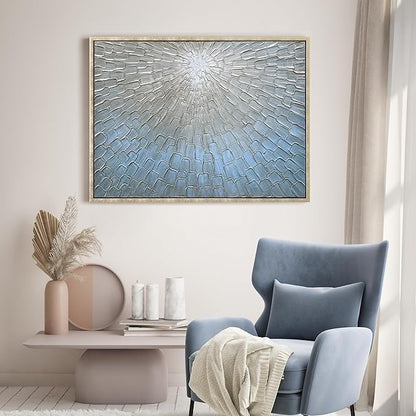 Empire Art Direct Ethereal Light Textured Metallic Hand Painted Blue Framed Canvas Wall Art, Ready to Hang, Living Room, Bedroom & Office, 30"x40"x1.5"