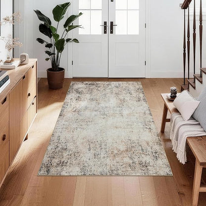 Neutral 3x5 Rug Non-Slip: Washable Area Rug for Bedroom Entryway Kitchen Bathroom Indoor - Modern Abstract Home Decor Mat Carpet - Sandstone Beige Gray