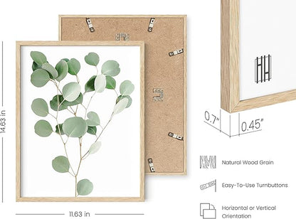 HAUS AND HUES Botanical Plant Wall Art - Set of 4 Prints, Floral Kitchen Decor, Boho Leaf Eucalyptus Wall Art, Green Botanical Poster (Beige Frame, 11x14)