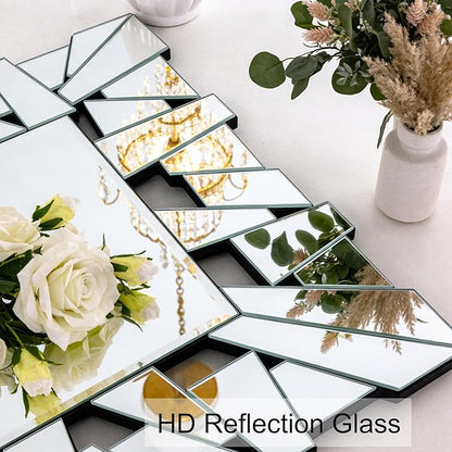 Rectangular Decorative Mirror with Glass Beveled Edge for Living Room Decor, 40" x 28" Modern Large Wall Mirror for Bathroom, Horizontal/Vertical Hanging, Unique