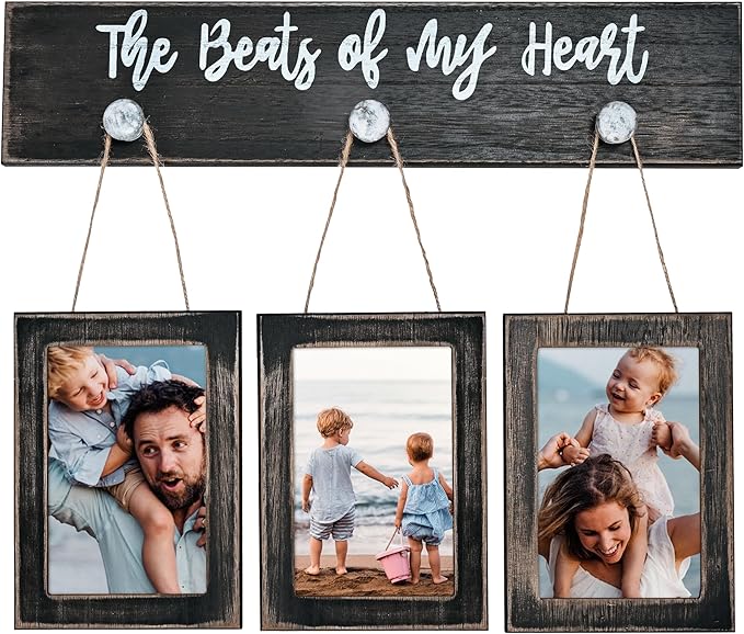 4X6 Picture Frames Collage for Wall Farmhouse Rustic Black Photo Frame with HD plexiglass Hanging Black Picture Frame Wall Decor for Living Room, Set of 3