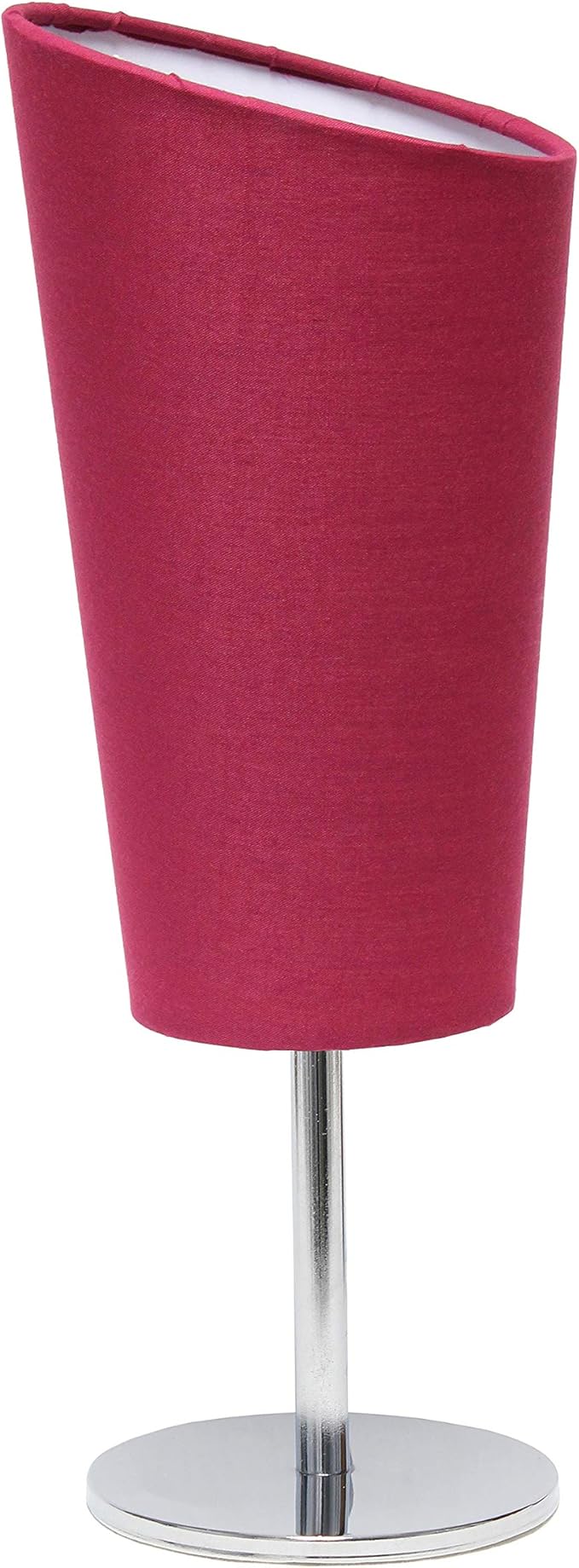 Simple Designs LT2061-PNK Mini Chrome Angled Fabric Shade Table Lamp, Pink