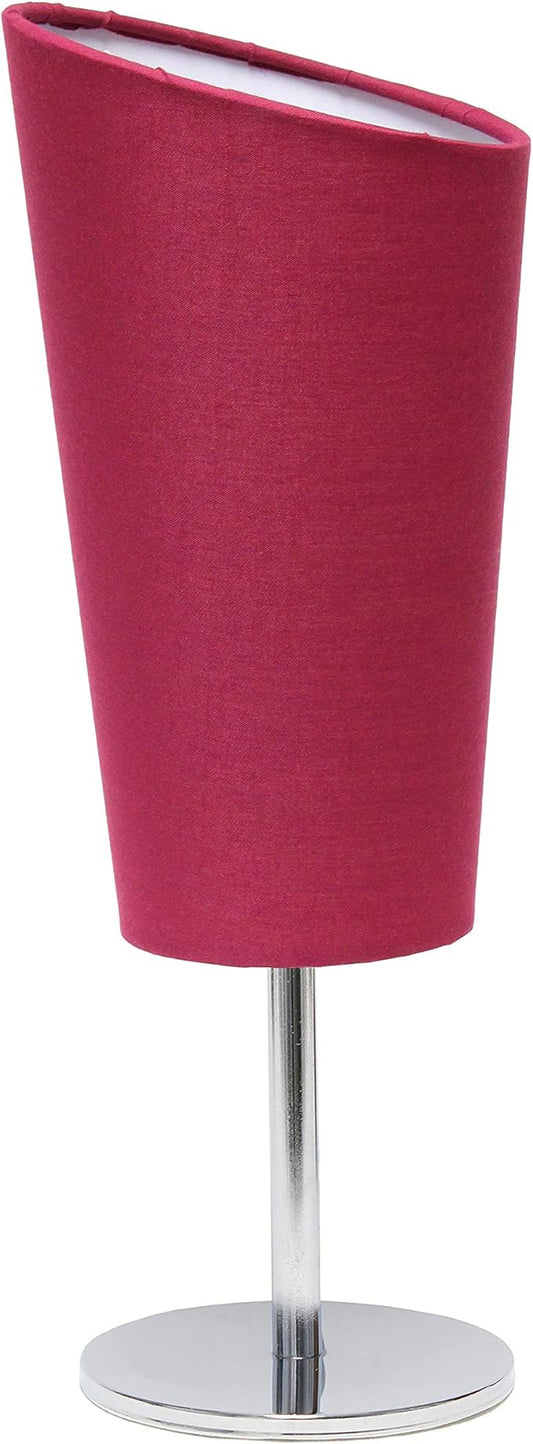 Simple Designs LT2061-PNK Mini Chrome Angled Fabric Shade Table Lamp, Pink