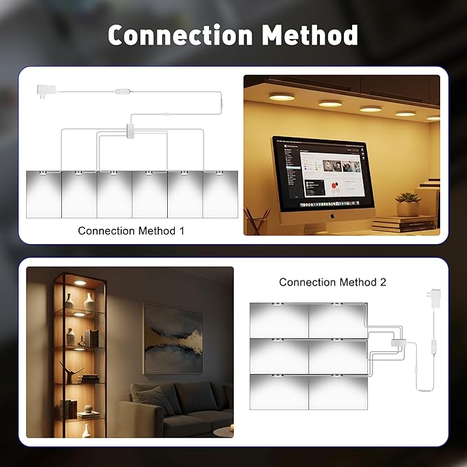 Cefrank Smart Puck Lights 6 Pack - [2700K-6000K Dimmable] WiFi Under Cabinet Lighting Kit, No Hub Alexa & Google Assistant Controlled, Easy Stick on Lights for Kitchen, Pantry, Closet & Safe