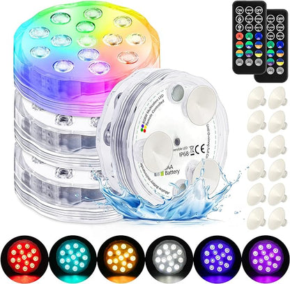 Pool Lights Submersible LED Light with Remote, Waterproof Pond Lights with Upgrade Suction Cups,Magnets, 16 Changeable Colors 3.35'' Battery LED light for Underground Pool Fountain Pond Aquarium