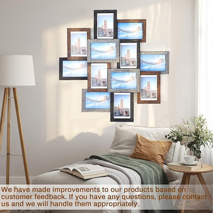 Marsui 12 Pack 4x6 Collage Picture Frames Set, Multi Family Photo Frames for Wall Decor for Farmhouse Living Room Gallery Office Hanging Display, Housewarming Birthday Wedding Valentine's Day Gifts