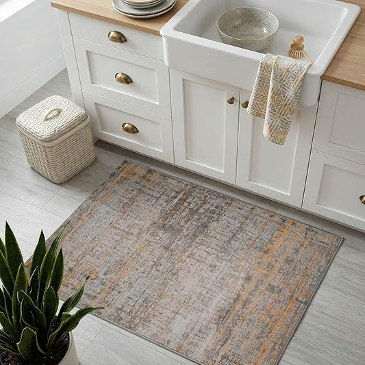 Rugxara 2x3 Entryway Rug,Door Mat Indoor Entrance, Washable Non Slip Kitchen Bathroom Rugs, Ultra-Thin Throw Small Rug for Front Door, Taupe