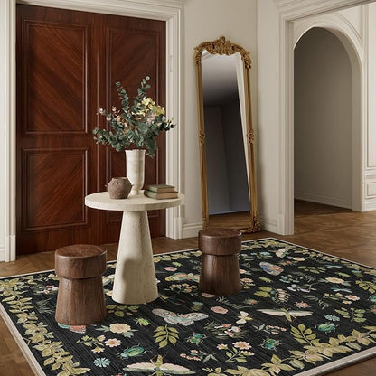 Machine Washable Rug for Living Room: 5x7 Area Rugs Vintage Rugs Stain Resistant Non Slip Low Pile Lightweight Soft Carpets for Bedroom Kitchen Dining Room Nursery Kids Room Farmhouse Home Office