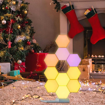 Yescom APP Control 9 Pack Smart LED Light Panels Hexagon Smarter Kit WiFi LED Table Light Kit Music Sync DIY Design Compatible with Alexa Google for Gaming TV Decor