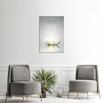 Lotus Flower Wall Art Canvas Mindset Motivational Quotes Poster for Zen Office Wall Decor Spiritual Meditation Prints Artwork Framed (20 x 30inches)