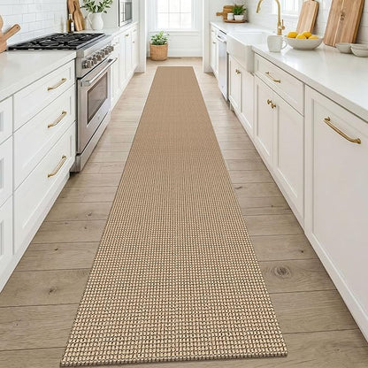 KOZYFLY Boho 2x14 Runners Rugs for Hallway, Long Washable Runner Rug, Woven Non Slip Kitchen Runner, Farmhouse Entryway Rug, Floor Carpet for Entry, Aisle, Hall, Orange Beige/Tan/Brown