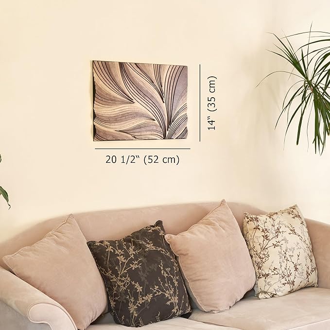NEODECO Parametric Frameless Wood Wall Art, 3D Acoustic Wall Panel of Parametric Cut & Stained Birch Plywood Layers, Geometric Wall Hanging, Abstract Wood Wall Decor (Small)