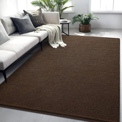 5x7 Feet Area Rug for Living Room Bedroom, Dark Brown Modern Washable Rugs, Memory Foam Indoor Carpet, Low Pile Non Slip Carpets for Kids Girls Boys Baby Teen Dorm Nursery Home Decor