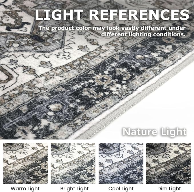 KOZYFLY Runners for Hallways 2x12 Ft Extra Long Washable Kitchen Runner Rug Boho Entryway Rug for Hallways Indoor Printed Faux Wool Stair Runner Carpet for Stairs Kitchen Hall, Black/Taupe/Beige