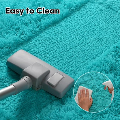 8x10 Area Rugs Living Room, Large Plush Fluffy Bedroom Carpet, Non-Slip Upgraded Indoor Thick Soft Rug, Modern Plush Carpet Suitable for Kids Home Decor Aesthetics Dorm,Teal Blue.