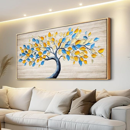Wapluam Large Canvas Wall Art For Living Room,Tree Of Life Wall Art,Abstract Canvas Painting Art Prints,Above Bed Wall Decor,Nature Modern Pictures Wall Decor For Bedroom Bathroom Dining Room Office