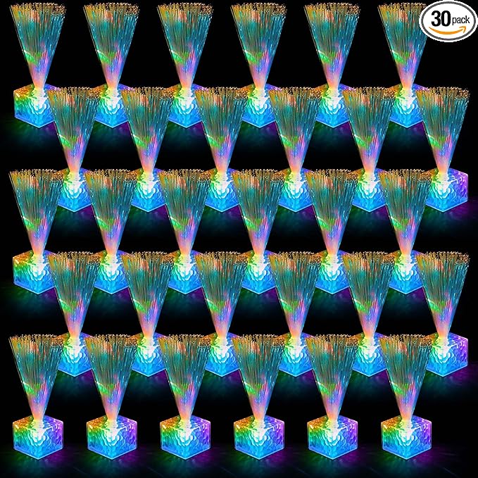 Amylove 30 Pcs Mini Fiber Optic Lamp Bulk LED Light Color Changing Table Centerpiece Glow in The Dark Party Favors Supplies for Wedding Graduation Prom Birthday Disco Dance Decorations (6 Inch)