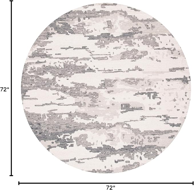 SAFAVIEH Abstract Collection 6' Round Charcoal / Ivory ABT465H Handmade Abstract Premium Wool Area Rug