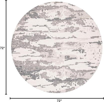 SAFAVIEH Abstract Collection 6' Round Charcoal / Ivory ABT465H Handmade Abstract Premium Wool Area Rug