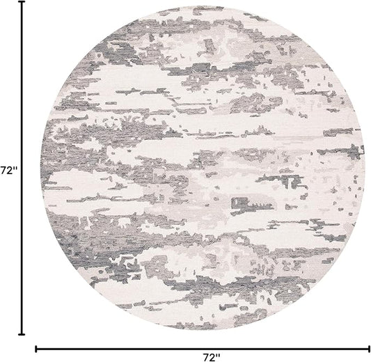SAFAVIEH Abstract Collection 6' Round Charcoal / Ivory ABT465H Handmade Abstract Premium Wool Area Rug