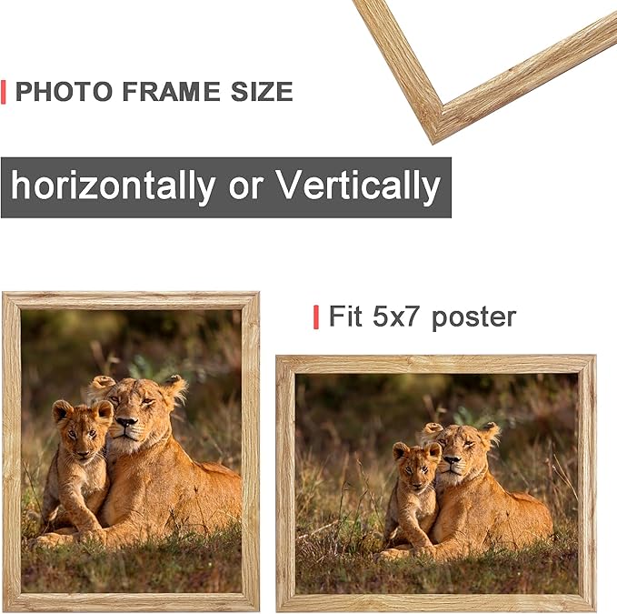 5x7 Picture Frame set of 3, Modern Style Woode Frame,Table Top or Wall Mount best gift