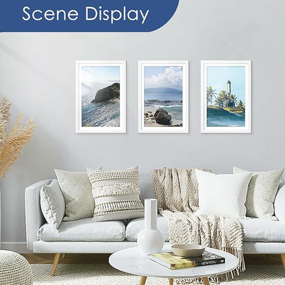 PEALSN 12x18 Picture Frame Set of 6, Display Pictures 11x17 with Mat or 12x18 without Mat for Wall Mounting Display, Photo Frames Collage for Wall Decor, White.