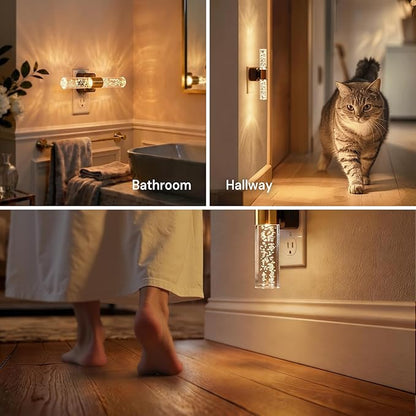 L LOHAS LED Night Light Rotating,[2 Pack] Night Lights Plug into Wall, Auto Light Sensor Nightlight Dimmable 100LM, 3000K Soft Light, LED Acrylic Bubble Nightlight Plug in for Bedroom Bathroom Hallway