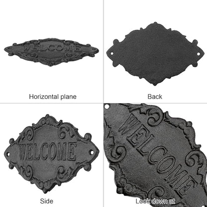 Vintage Cast Iron Welcome Signs for Outside Wall Mounted Welcome Wall Decoration for House Sign Plaque Bar Cafe Shop Front Door 1 Pcs (26 * 17 * 0.8CM)
