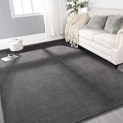 Gifeas Large Ultra Soft Modern Area Rugs for Living Room Bedroom, 6x9 Feet Dark Grey Thickened Memory Foam Indoor Solid Minimalist Carpets, Non-Slip Comfy Rug for Boys Girls Nursery Room Home Decor