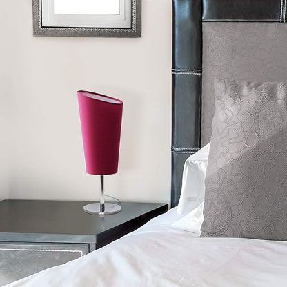Simple Designs LT2061-PNK Mini Chrome Angled Fabric Shade Table Lamp, Pink