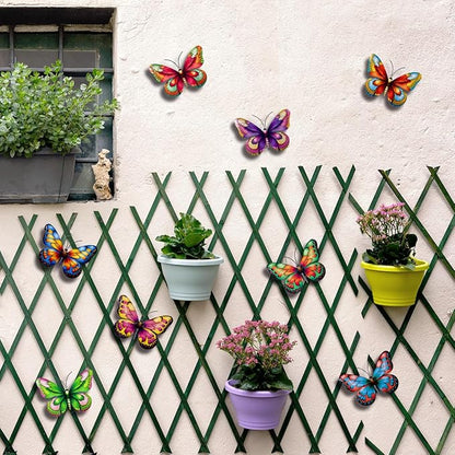 Metal Butterfly Wall Decor, 8 Pack Butterflies Wall Art Hanging Sculptures Decorations for Indoor Outdoor Decor Fence Garden Yard Patio Exterior Decor