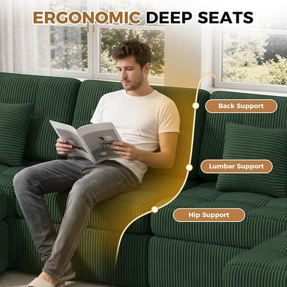 80" Boneless Loveseat Sofa in a Box,No Assembly Required Comfy Deep Seat Cloud Couch,Modern Small Couches for Living Room, Bedroom,Apartment,Green 1 PCS