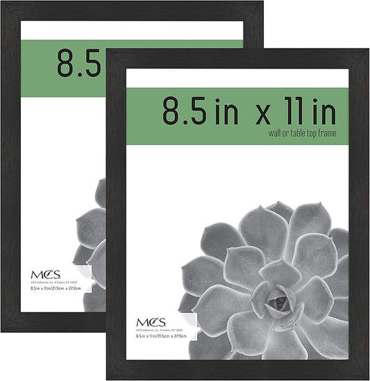 MCS Gallery Essential Certificate Document Frame Set, Gallery Wall Frames Fit 8.5 x 11 Diplomas, Documents & Certificates, Black Woodgrain, 2-Pack