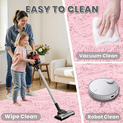 4x6 Area Rugs for Living Room Rug: Soft Fluffy Shag Pink Rugs for Bedroom, Non-Slip Large Fuzzy Plush Rug Indoor Floor Carpet for Nursery Kids Boys Girls Room, Dorms, Playroom, Modern Home Decor