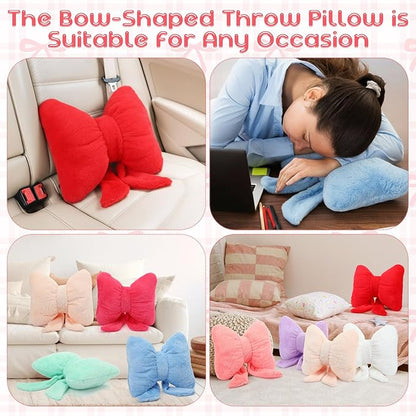 10 Pcs Pink Bow Pillows Bulk, 10 Colors 12 x 9 Inch Soft Bow Pillows Decorative for Bed Aesthetic Throw Pillow Small Coquette Bow-shaped Plush Pillow for Couch Chair Sofa Room Home Car Decor Gifts