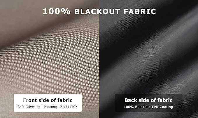 LazBlinds 100% Blackout Door Curtain, No Tools No Drill Cordless Blinds for Windows, Thermal Insulated UV Protection Privacy Window Curtains for French Door Front Door(26''W x 68''H, Taupe, 1 Panel)