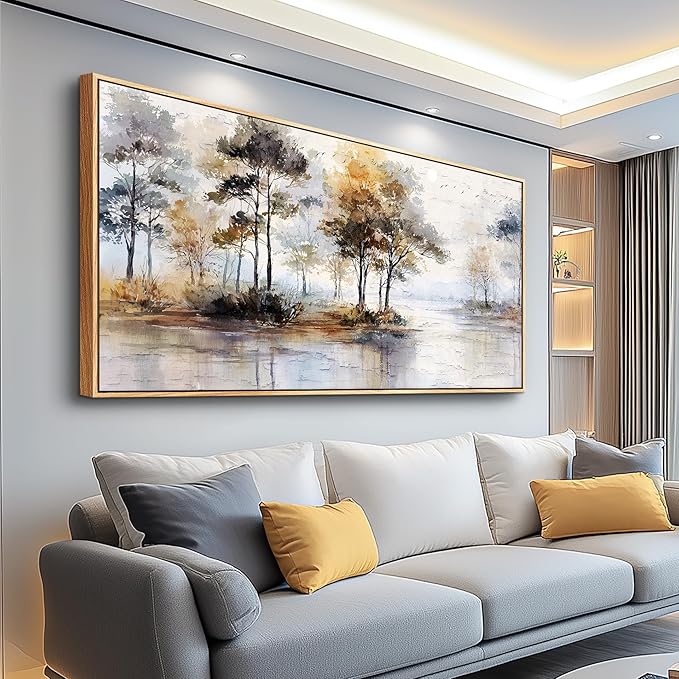 Wapluam Framed Wall Art,Abstract Wall Art Artwork Forest Canvas Wall Art Vintage Farmhouse Trees Pictures Decor Rustic Nature Canvas Painting Ready To Hang Living Room Bedroom And Office Home Decor