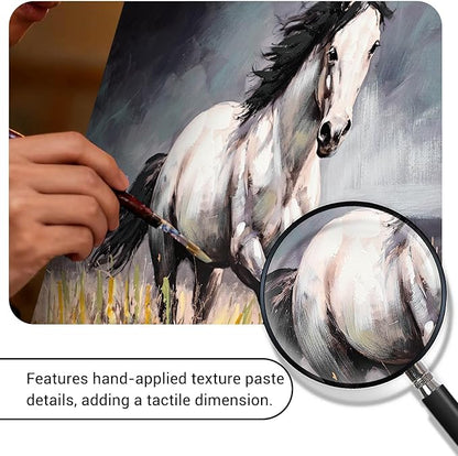 DRLWGTY Dynamic Horse Canvas Wall Art,Galloping Horses with Hand-Painted Detail Highlights Modern Painting for Living Room,Ready to Hang