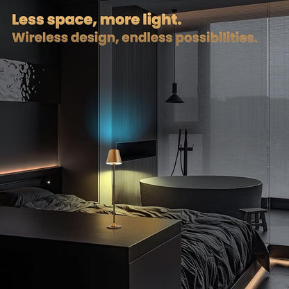 Timjorman RGB Palm-Sized Cordless Table Lamp, Rechargeable Touch Metal Bedside Lamp, 3 Brightness 3000K Warm Light, Small Table Lamp for Bedroom, Restaurant, Patio, Camping (Antique Brass&Black 1PACK)