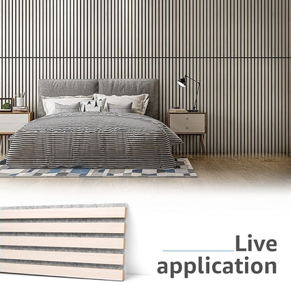 Art3d 4 Pack 47.2 x 23.6in. Wood Slat Acoustic Panels for Wall and Ceiling - 3D Fluted Sound Absorbing Panel with Wood Finish - White Elm