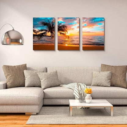EPHANY Print Artwork Blue Ocean Sea Wall Art Art - Canvas Prints Picture Seaview Bottom View Beneath Surface Pictures Painting On Canvas Modern Seascape Home Office Decor (C-3pcs,16"x24"x3pcs)