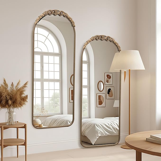 Besdomus Vintage Full Length Mirror: 56"x 21" Large Gold Floor Mirror - Traditional Ornate Baroque for Bedroom/Cloakroom/Entryway/Hallway - Home Decor for Living Room