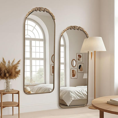 Besdomus Vintage Full Length Mirror: 56"x 21" Large Gold Floor Mirror - Traditional Ornate Baroque for Bedroom/Cloakroom/Entryway/Hallway - Home Decor for Living Room