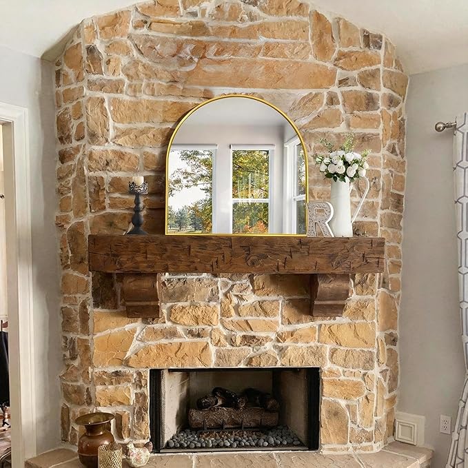 CIRCUMI Arched Wall Mirror, 30"x30" Gold Arched Mirror with Tempered Glass, Metal Frame, Large Size for Entryway Table, Mantel,Living Room,Over Sink,Arch Mirror for Decor,Shatterproof&Crystal-Clear