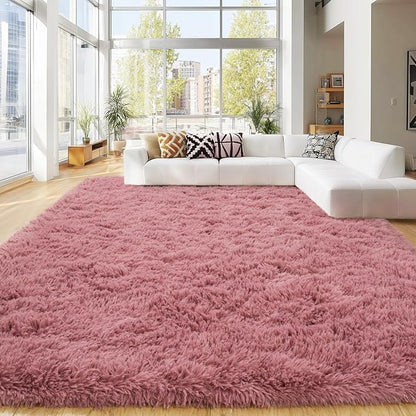 8x10 Area Rugs for Living Room Bedroom, Ultra Soft Fluffy Pink Large Rug Carpet for Bedroom, Upgrade Non-Slip Fuzzy Shag Plush Rugs for Nursery Boys Girls Kids Room Modern Indoor Home Decor