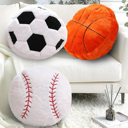 Plush Baseball Pillow 2 Pack, Soft Fluffy Round Baseball Shaped Throw Pillows for Kids Room, Sofa & Bed Decor, Seat Cushion Alternative for Gaming & Sports Room 15.7 Inch