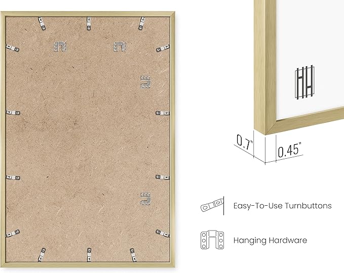 HAUS AND HUES 24x36 Gold Poster Frame - Premium Aluminum for Large Artwork and Movie Displays - Lightweight Modern Wall Frame for Home or Office