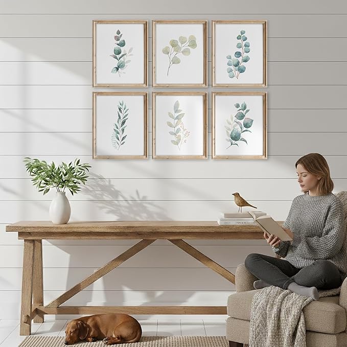 Botanical Prints Wall Art - Eucalyptus Leave - (Set of 6) Art Print - 11x14 (Unframed) | Refresh Your Space with Nature's Elegance | Elevate Your Room Decor with Timeless Greenery| Home Decor