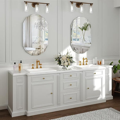 30x22 Inch Beveled Oval Bathroom Mirror, Frameless Copper-Free Silver Mirror, Modern Vanity Mirror, Decorative Wall Mirrors Over Sink for Restroom, Bedroom, Living Room, Bathroom, Entryway