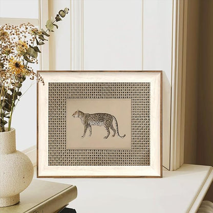 ASTRDECOR Vintage Leopard Framed Wall Art, Cheetah Safari Canvas Print, Wildlife Animal Artwork for Living Room, Bedroom, Neutral Farmhouse Decor 10"x12"